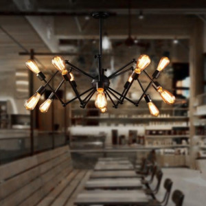 LUSTRA CU 12 BECURI APP258-12C, NEGRU, DIN METAL DE INALTA CALITATE, STIL MODERN, TU - Img 2