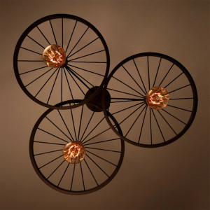 LUSTRA CU 3 BECURI CIRCLE INDUSTRIAL APP213-3CP, 140x30x18 cm, NEGRU, DIN METAL, STIL MODERN, TU - Img 5