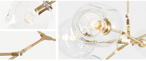 LUSTRA CU 5 BECURI GOLD GLASS APP506-5C, 100 cm, AURIU, DIN OTEL DE INALTA CALITATE SI STICLA, STIL MODERN, TU - Img 4