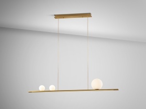LUSTRA LIVING MILA 120CM, REALIZATA DIN METAL SI LED, FINISAJ AURIU/ALB, STIL MODERN - Img 4