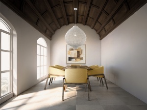 LUSTRA LIVING MUNA 70CM, REALIZATA DIN METAL SI RATAN, FINISAJ ALB, STIL MODERN - Img 2
