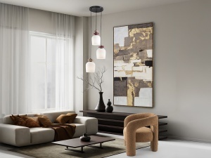 LUSTRA LIVING ROTUNDA DUNIA 36CM, REALIZATA DIN METAL SI CERAMICA, FINISAJ MARO, STIL MODERN