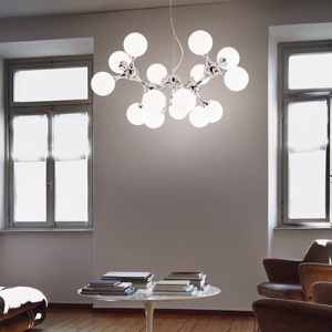 LUSTRA NODI SP15, ALB/CROM, DIN STICLA, STIL MODERN - Img 2