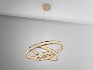 LUSTRA/PLAFONIERA LORIAN, CU TELECOMANDA, 80/180 CM, AURIU, DIN STICLA, OTEL SI ALUMINIU, STIL MODERN - Img 4