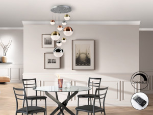 LUSTRA/PLAFONIERA SPHERE, CU TELECOMANDA, 50 CM, CROM/ALAMA/CUPRU, DIN METAL SI POLICARBONAT, STIL MODERN - Img 2