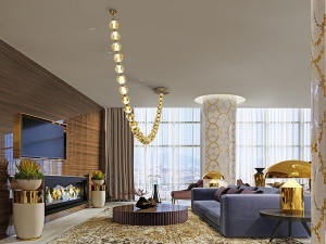 LUSTRA/PLAFONIERA ZARIA II, CULOARE BRONZ/AURIU, DIN METAL SI ACRIL, STIL MODERN - Img 2