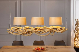 LUSTRA SUSPENDATA 165CM, VIGGINE, DIN LEMN RECICLAT, DESIGN RUSTIC - Img 1