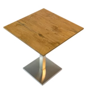 Masă de cafenea patrata 68x68cm, culoare stejar lancelot, metal si furnir laminat - Img 5