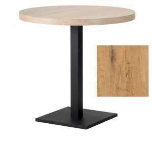 Masă de cafenea rotunda 68x68cm, culoare stejar lancelot, metal si furnit laminat