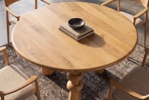 MASA DE DINING ARTE ROTUNDA 120CM, REALIZATA DIN LEMN MASIV DE MANGO, DE CULOARE NATUR - Img 4