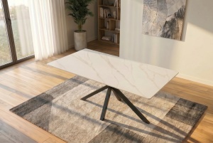 MASA DE DINING GALAXIE 160CM, DIN METAL SI CERAMICA, CULOARE ALB/NEGRU, INVICTA INTERIOR - Img 3