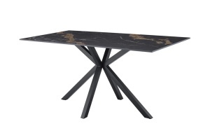 MASA DE DINING GALAXIE 160CM, DIN METAL SI CERAMICA, CULOARE AURIU/NEGRU, INVICTA INTERIOR
