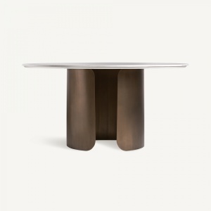MASA DEOSEBITA ROTUNDA, VIMPERK 150CM, DIN GRESIE SI METAL, GRI/AURIU, ARTIM GROUP SELECTION - Img 1