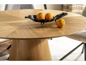 MASA DINING 120 CM, STEJAR, DIN MDF LAMINAT SI FURNIR NATURAL, STIL MODERN - Img 3