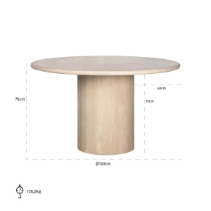 MASA DINING ALEXANDER JONES 130Ø, RENAISSANCE, 212246, CONFECTIONATA DIN METAL, MDF SI TRAVERTIN, BEJ, STIL MODERN - Img 4