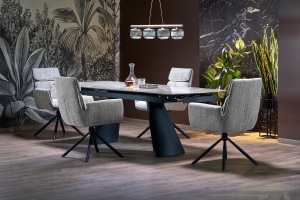 MASA DINING ELEGANTA STIL VINCE, EXTENSIBILA, 180-260/90/76 cm, CONFECTIONATA DIN OTEL, SI PIATRA SINTETIZATA, STIL MODERN