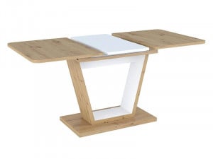 MASA DINING EXTENSIBILA 120/160 CM, STEJAR ARTISAN/ALB MAT, DIN PAL LAMINAT, STIL MODERN - Img 6