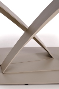 MASA DINING EXTENSIBILA BENJAMIN 160/240 CM, CULOARE BEJ/ CASMIR, BLAT DIN STICLA, CERAMICA SI PICIOARE DIN METAL, STIL MODERN - Img 6