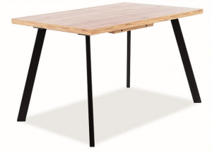 MASA DINING EXTENSIBILA BRICK, 120/160 CM, STEJAR ARTISAN/NEGRU, BLAT DIN MDF, FURNIR SI PICIOARE DIN METAL, STIL MODERN - Img 8