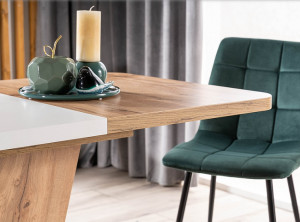 MASA DINING EXTENSIBILA CROCUS, 120/160 CM, STEJAR WOTAN/ALB MAT, DIN PAL LAMINAT, STIL MODERN - Img 3