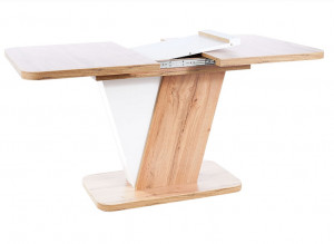 MASA DINING EXTENSIBILA CROCUS, 120/160 CM, STEJAR WOTAN/ALB MAT, DIN PAL LAMINAT, STIL MODERN - Img 8