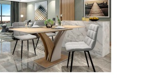 MASA DINING EXTENSIBILA DINING, 120/160 CM, CREM/CASMIR, DIN PAL LAMINAT, STIL MODERN