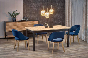MASA DINING EXTENSIBILA FLORIAN, STEJAR ARTISAN/NEGRU, 160/228 CM, DIN MDF SI FURNIR, STIL CLASIC - Img 2