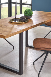 MASA DINING EXTENSIBILA HORUS, STEJAR/NEGRU, 126/206 CM, BLAT DIN MDF SI PICIOARE DIN METAL, STIL VINTAGE - Img 4