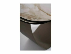 MASA DINING EXTENSIBILA INFINITY, 160/240 CM, EFECT DE MARMURA ALBA-AURIU/CUPRU, DIN CERAMICA, STICLA SI METAL, SIGNAL - Img 7
