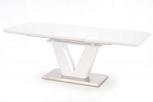 MASA DINING EXTENSIBILA MISTRAL, ALB/CROM, 160/220 CM, BLAT DIN MDF LACUIT SI PICIOR DIN METAL, STIL MODERN - Img 3