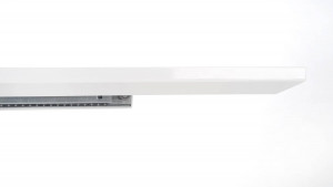 MASA DINING EXTENSIBILA NOBEL, ALB/NEGRU/CROM, 160/200 CM, DIN MDF LACUIT SI METAL, STIL MODERN - Img 6