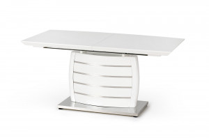 MASA DINING EXTENSIBILA ONYX, ALB/CROM, 160/200 CM, BLAT DIN MDF LACUIT SI PICIOR DIN METAL, STIL MODERN, HALMAR - Img 3