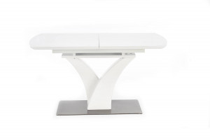 MASA DINING EXTENSIBILA PALERMO, ALB MAT/CROM, 140/180 CM, DIN STICLA, MDF SI METAL, STIL MODERN - Img 8