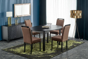 MASA DINING EXTENSIBILA RINGO, NEAGRA, 102/142 CM, DIN MDF SI FURNIR, STIL CLASIC - Img 1