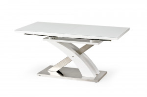MASA DINING EXTENSIBILA SANDOR 2, ALB/CROM, 160/220 CM, BLAT DIN STICLA, MDF SI PICIOARE DIN METAL, STIL MODERN - Img 3