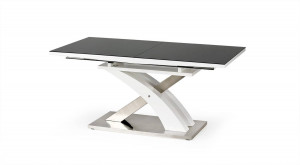 MASA DINING EXTENSIBILA SANDOR 2, ALB/NEGRU/CROM, 160/220 CM, DIN STICLA, MDF SI METAL, STIL MODERN - Img 6