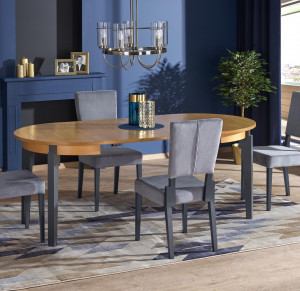 MASA DINING EXTENSIBILA SORBUS, STEJAR MIERE/GRI GRAFIT, 100/200 CM, DIN MDF SI LEMN MASIV, STIL CLASIC