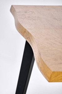MASA DINING EXTENSIBILA STIL DICKSON 2, STEJAR NATURAL/NEGRU, 150/210 CM, BLAT DIN MDF SI PICIOARE DIN METAL, STIL MODERN - Img 6