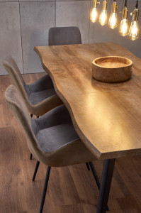 MASA DINING EXTENSIBILA STIL DICKSON, STEJAR NATURAL/NEGRU, 150/210 CM, BLAT DIN MDF SI PICIOARE DIN METAL, STIL MODERN - Img 3