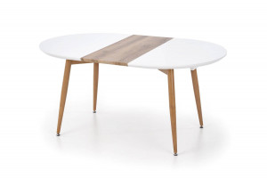 MASA DINING EXTENSIBILA STIL EDWARD, STEJAR MIERE/ALB, 120/200 CM, BLAT DIN MDF SI PICIOARE DIN METAL , STIL MODERN - Img 3