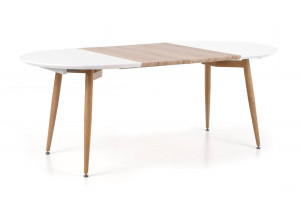 MASA DINING EXTENSIBILA STIL EDWARD, STEJAR SAN REMO/ALB, 120/200 CM, BLAT DIN MDF SI PICIOARE DIN METAL , STIL MODERN - Img 4