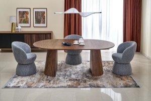 MASA DINING EXTENSIBILA STIL FARGO NUC, 120-210/120/77 cm, CONFECTIONATA DIN FURNIR NATURAL SI MDF, STIL MODERN