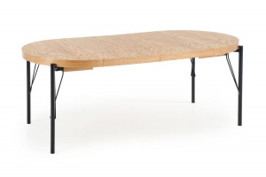 MASA DINING EXTENSIBILA STIL INFERNO, STEJAR NATURAL/NEGRU, 100/300 CM, BLAT DIN MDF SI PICIOARE DIN METAL, STIL MODERN - Img 7