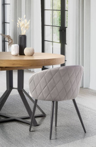 MASA DINING EXTENSIBILA STIL MERCY, STEJAR AURIU/NEGRU, 120/160 CM, BLAT DIN MDF SI PICIOARE DIN METAL, STIL MODERN - Img 5