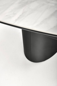 MASA DINING EXTENSIBILA STIL OSMAN, ALB CU EFECT DE MARMURA/NEGRU, 160/220 CM, DIN CERAMICA SI METAL, STIL MODERN - Img 8