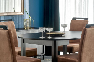 MASA DINING EXTENSIBILA STIL RINGO, NEAGRA, 102/142 CM, DIN MDF SI FURNIR, STIL CLASIC - Img 4