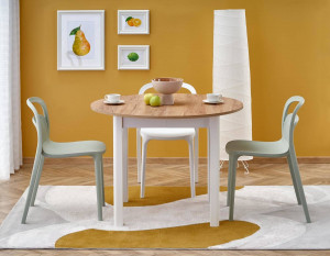 MASA DINING EXTENSIBILA STIL RINGO, STEJAR CRAFT/ALB, 102/142 CM, DIN MDF SI FURNIR, STIL CLASIC - Img 2