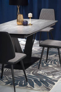 MASA DINING EXTENSIBILA STIL VINSTON, GRI/NEGRU, 180/230 CM, DIN MDF SI METAL, STIL MODERN - Img 3
