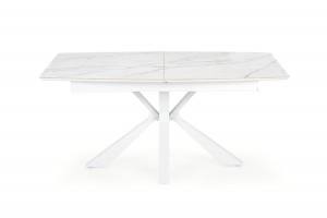 MASA DINING EXTENSIBILA STIL VIVALDI, CU EFECT DE MARMURA ALBA/ALB, 160/200 CM, DIN CERAMICA SI METAL, STIL MODERN - Img 5