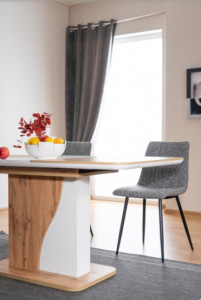 MASA DINING EXTENSIBILA SYRIUSZ, 120/160 CM, STEJAR WOTAN/ALB MAT, DIN PAL LAMINAT, STIL MODERN - Img 3